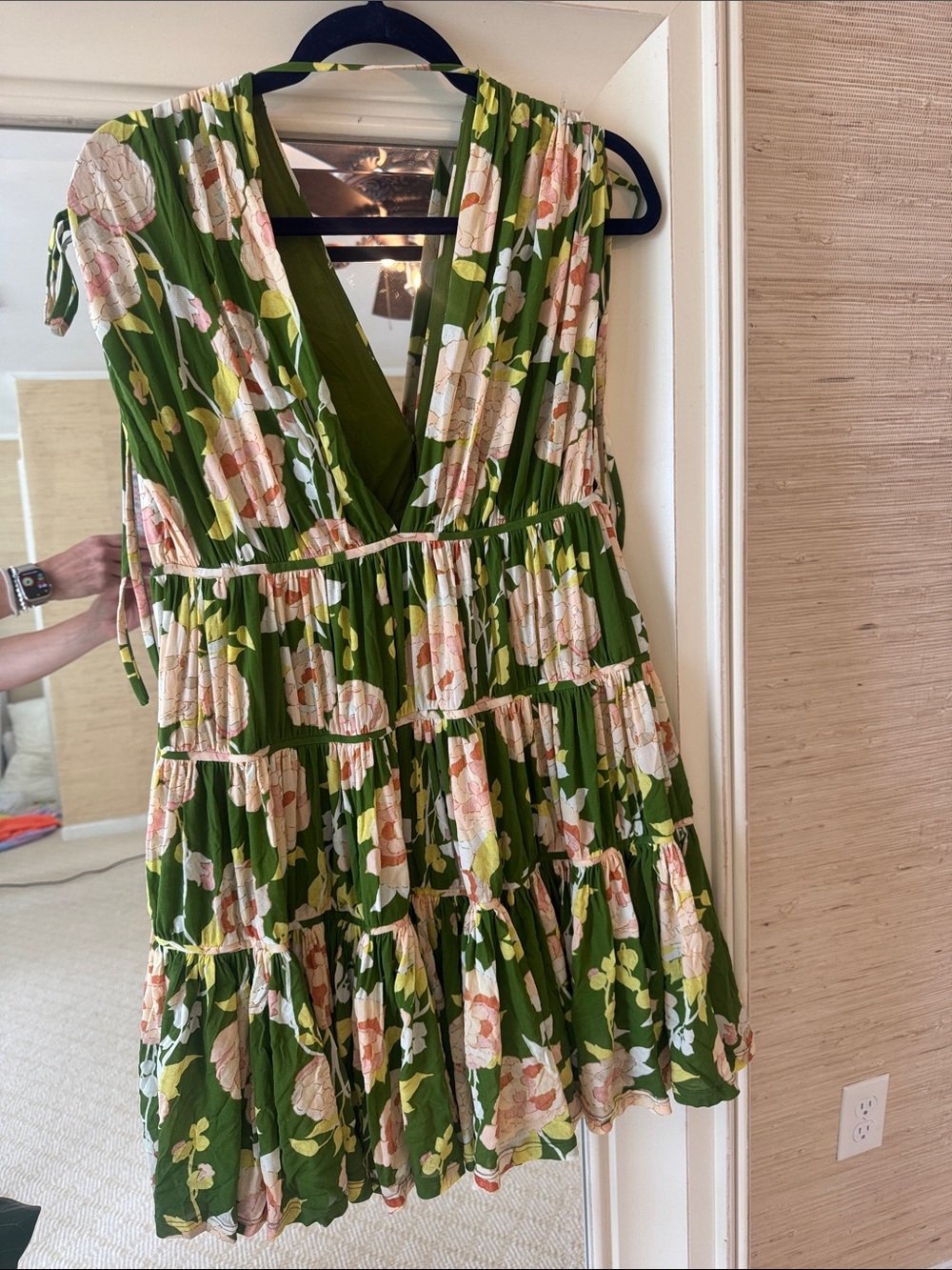 Rebecca Taylor Green Floral Tiered V-Neck Dress - Picture 2 of 2